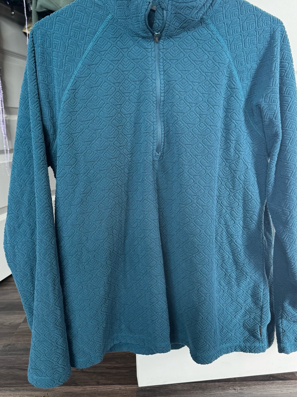 Eddie Bauer Teal Zip-Up Textured Pullover
